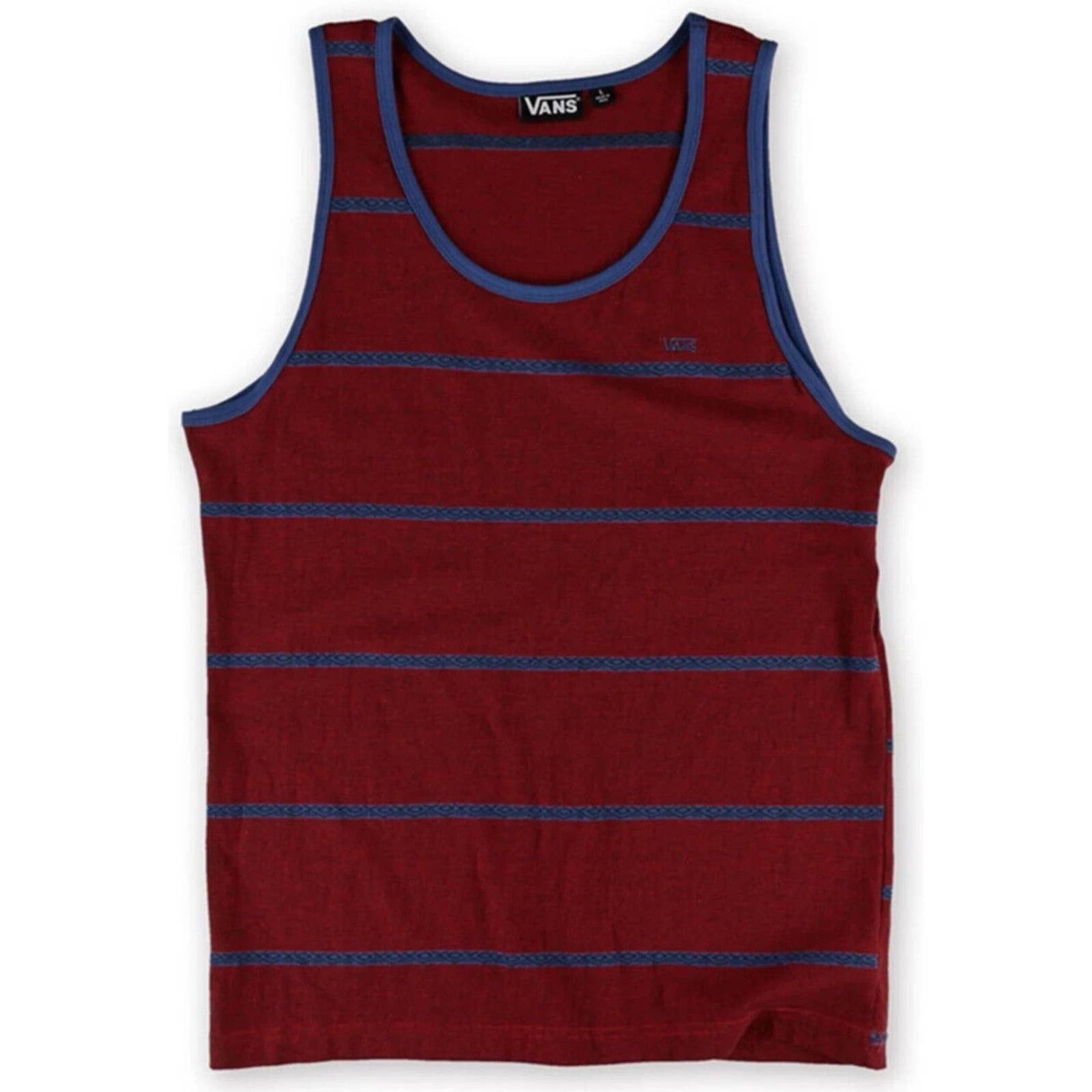 Vans Off The Wall Men's Wylie Stripes Embroidered Logo Tank Top Tee T-Shirt